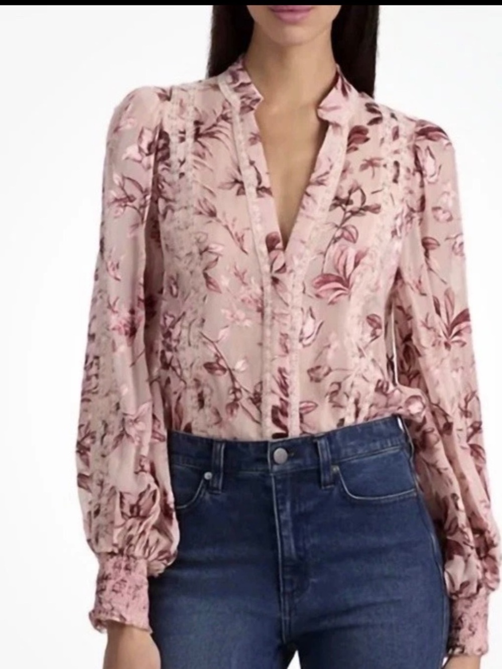 Alice + Olivia Floral Arlette Blouse In Mystic Garden Rose Sz XL NWT